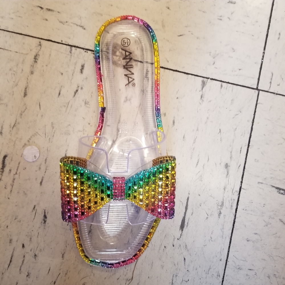 ANNA Clear Jelly Rainbow Rhinstone Sandal New